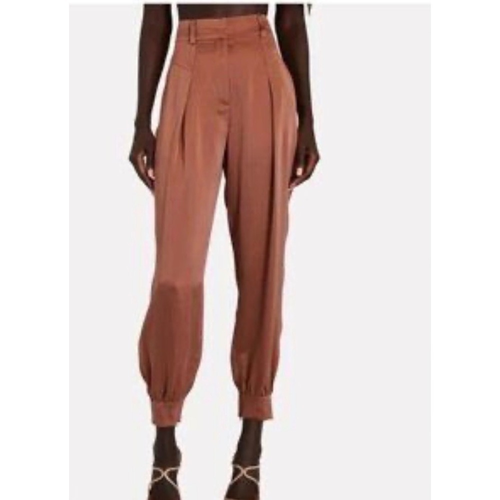 INTERMIX Silk Tapered Dress Pants Women's Size 00 Salmon High‎ Waisted Pleated